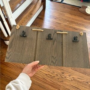 Rustic Brown Wooden Wall Decor with Clips
